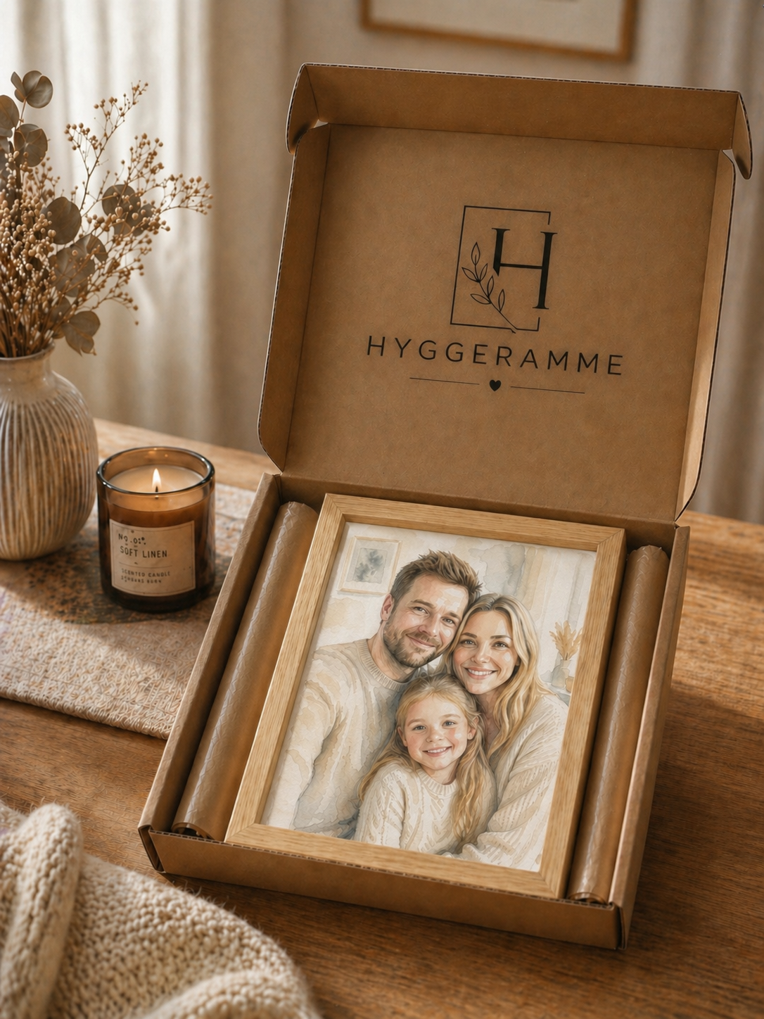 Personligt billede i ramme – akvarel stil