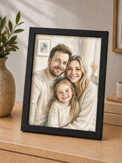 Personligt billede i ramme – akvarel stil